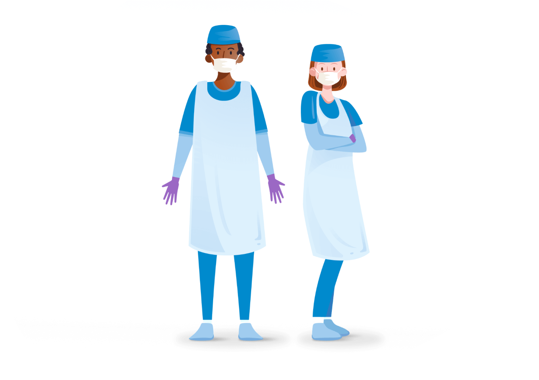 Zwei Ärzte in Hygienebekleidung Zwei Ärzte in Hygienebekleidung