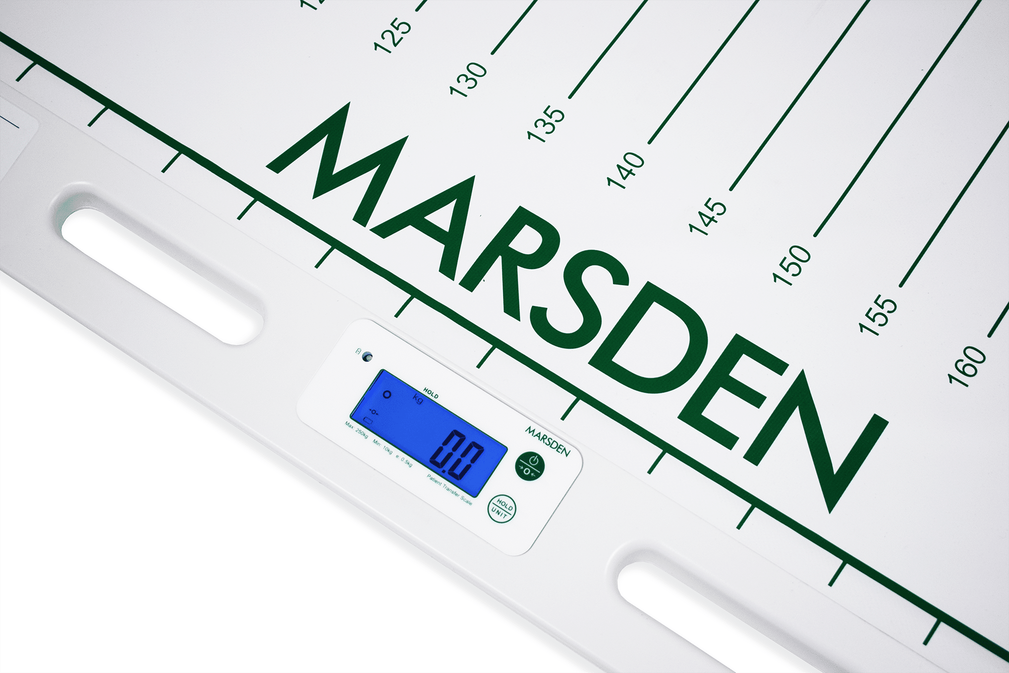 Detailaufnahme PTW von Marsden mit grünem Logo und Skalierung Detailaufnahme PTW von Marsden mit grünem Logo und Skalierung